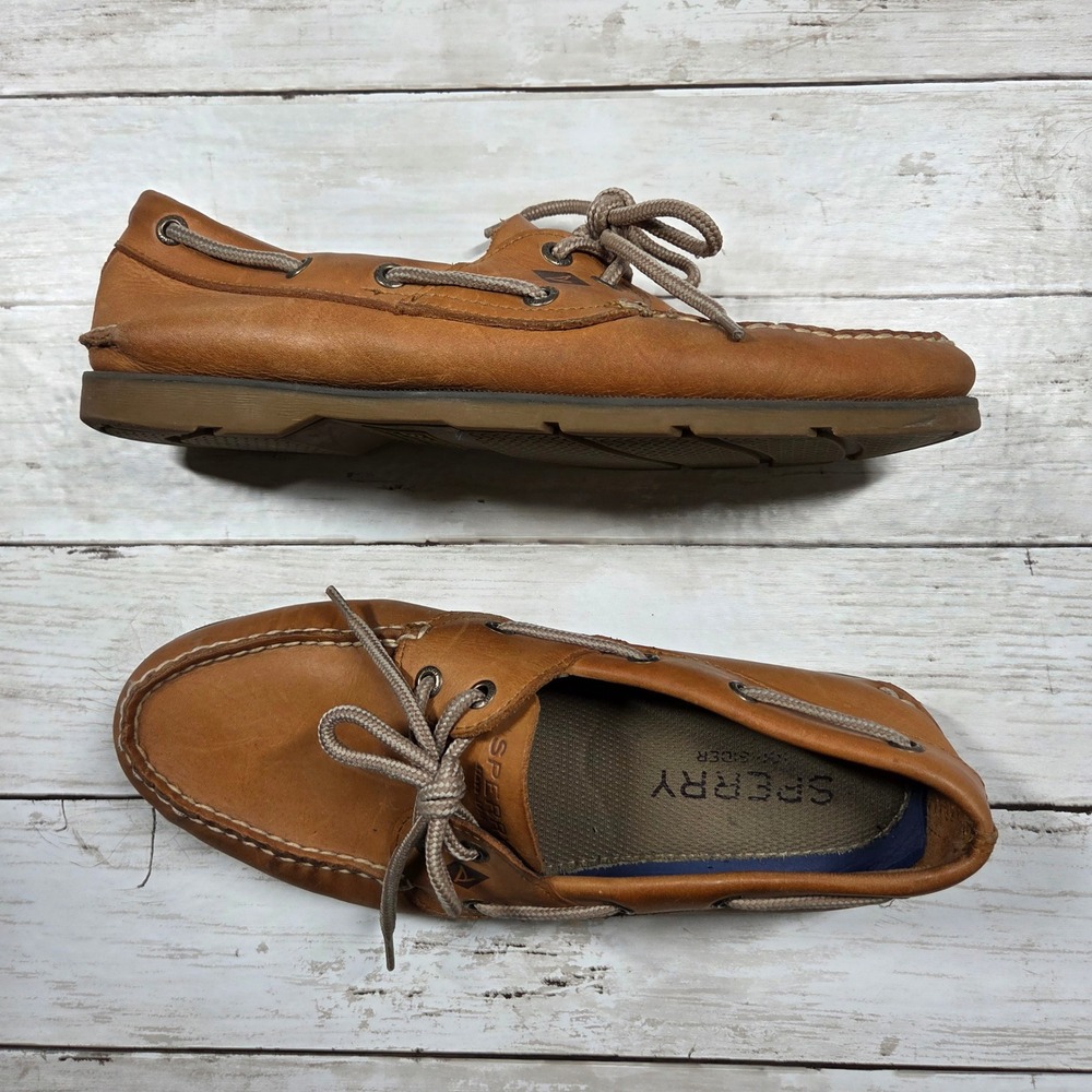 Sperry Top-Sider Authentic Original Boat Shoes Mens 8.5W Tan Leather 0777894